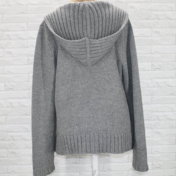 EDDIE BAUER Cardigan Hooded Wool Blend Knit Sweater Thick Neutral Gray Large - Picture 5 of 12